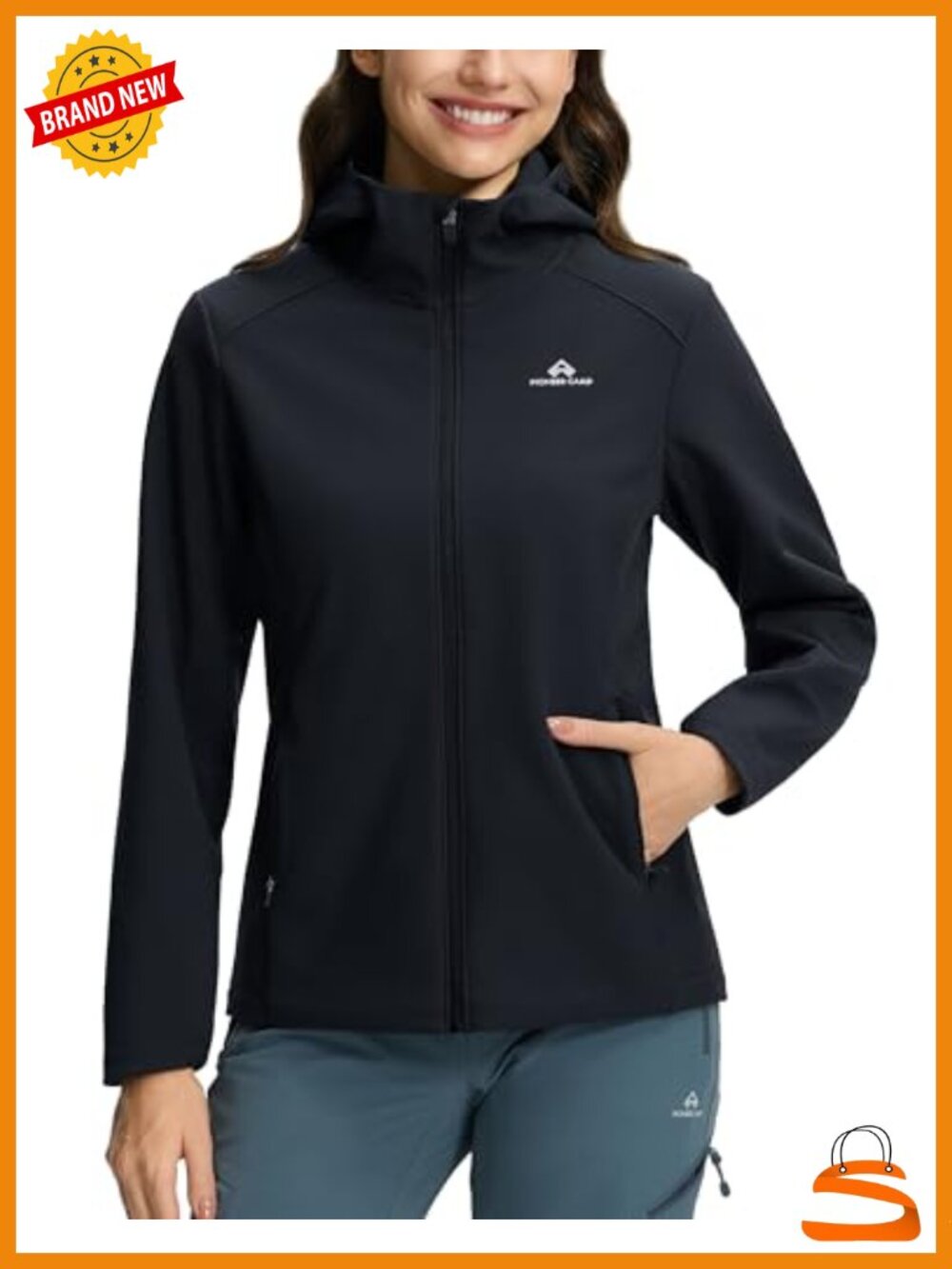 Fleece Lined Softshell Jacket Hood 30K Waterproof Windbreaker Hiking